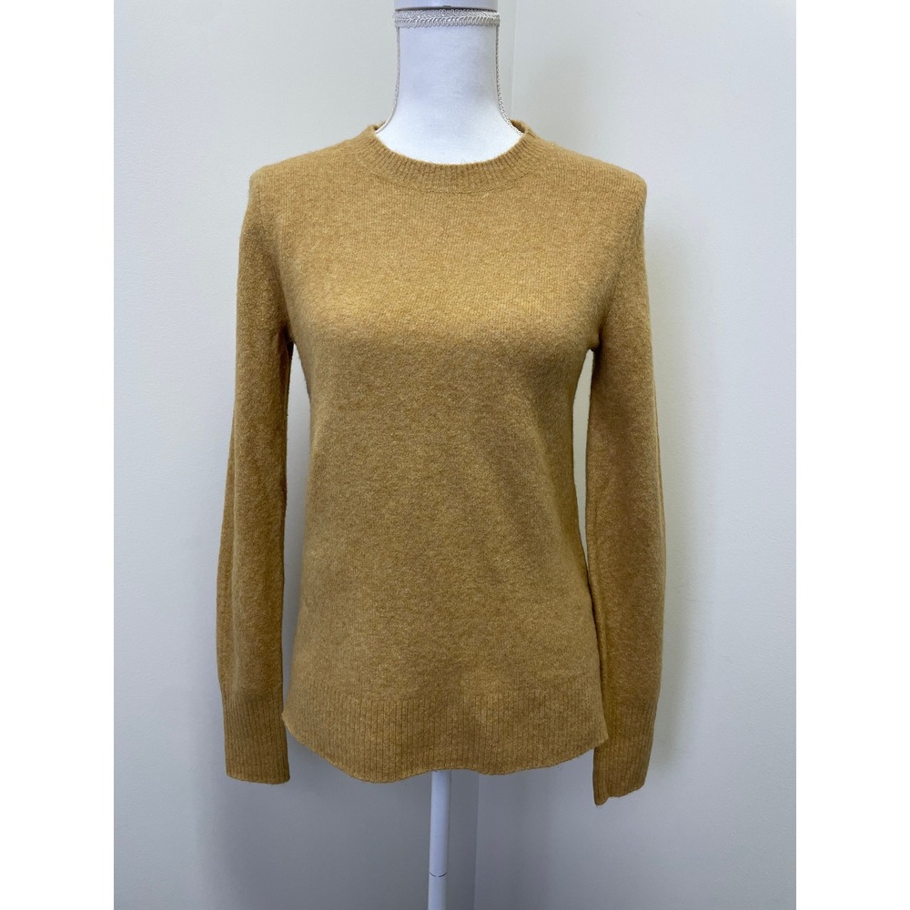 J.Crew Extra-Soft Crewneck Sweater Mustard Yellow Heather Wool Blend XS